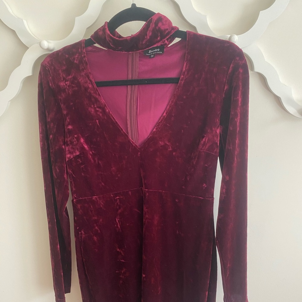 Bardot long sleeve velvet choker dress - Picture 6 of 9